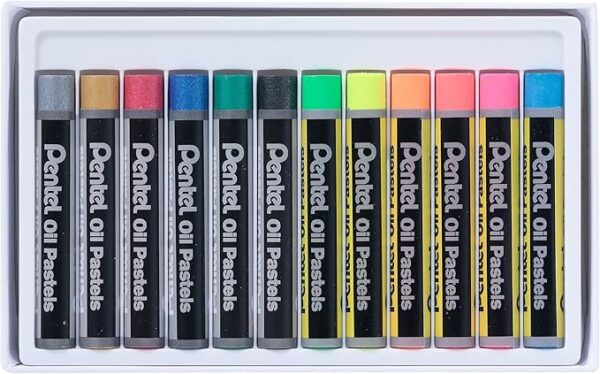 Pentel Oil Pastels 12 Metallic & Fluorescent Colours - Imagen 3