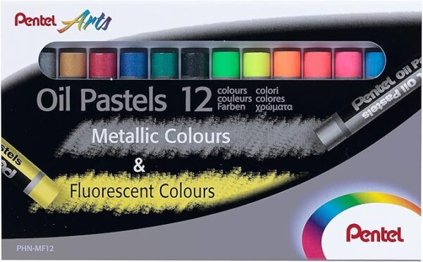 Pentel Oil Pastels 12 Metallic & Fluorescent Colours - Imagen 2